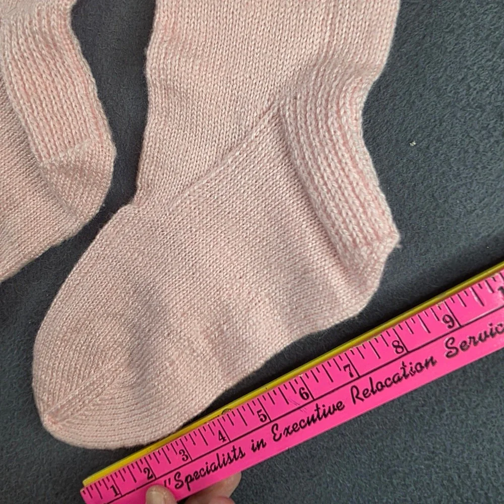 Handmade Bubblegum Pink Knit‎ Crew Socks Womens Mid Calf Cottagecore Cozy